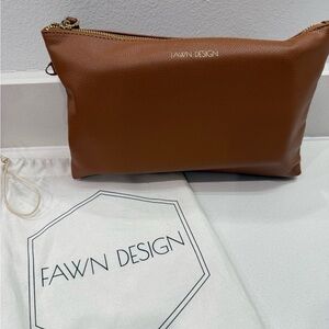 Fawn Design Tan Leather Pouch + Changing pad - NEW